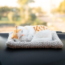 Peluche de perro durmiendo para el salpicadero del coche, adorable animal animado realista para la consola del coche, suave y relleno para el centro