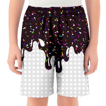 Shorts infantis casuais com estampa de gelo, estilo beisebol, com cintura elástica e bolso, para meninos e meninas de 2 a 14 anos, para brincar,