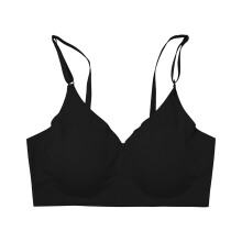 V-ringad BH med bralette, inbyggd bygelfri BH med hyllstöd, sömlös understickning och för lounge eller lättare aktiviteter Svart XL