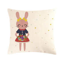 Housse de coussin lapin de Pâques 45 x 45 cm, housse de coussin en lin pour le printemps et la décoration intérieure, compatible avec les coussins