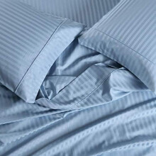 Ensemble de draps rayés 650 fils, mélange de coton, 3 pièces, lit simple extra long (XL), bleu