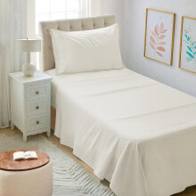 Ensemble de draps en microfibre 3 pièces, lit simple XL, couleur ivoire