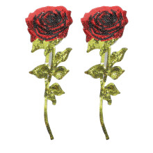 2pcs Sequin Rose Patches Creative DIY Applique Sew On Patches for Clothing