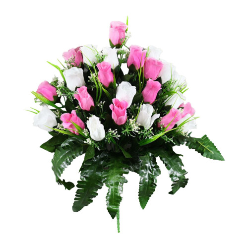 Selyemrózsa csokor temetőbe 45 cm