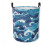 Coș de rufe pliabil cu design valuri oceanice, pachet de 1 1