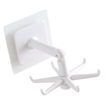 Swivel Wall Mount Hook ABS 360 Rotating Kitchen Utensil Holder, White