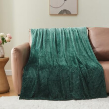 Super Soft Ombre Forest Green Throw Blanket, Silky Flannel Fleece, Leaves Pattern, Lightweight, All-Season Use (40"x50")