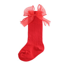 Toddler Socks - Baby Knee High Socks Lace Bow Stockings Soft Fashion Design Comfortable Calf Length - Kids Socks,Color:Red,Size:12-18 Months