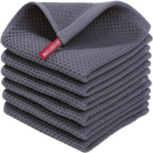 Gray Honeycomb Kitchen Towel, 13.4"x13.4", Quick-Drying & Absorbent, with Hook – Compatible with Household Use
