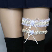Women's Bow Lace garter Belt, Bridal Leg Socks Wedding, Role Playing Decoration, Soft Girl Sexy Bow Lace garter Belt, Milk White, 2-piece Set