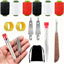 37 Pcs Big Eye Steel Sewing Needles Kit，Needles Thread Hand Repair Tools, Multi-Purpose Needle and Thread Kits, Sewing Working Kit for Beginners