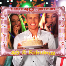 1Pcs Inflatable Photo Props for Birthday PVC Rectangle for Family 71x58in
