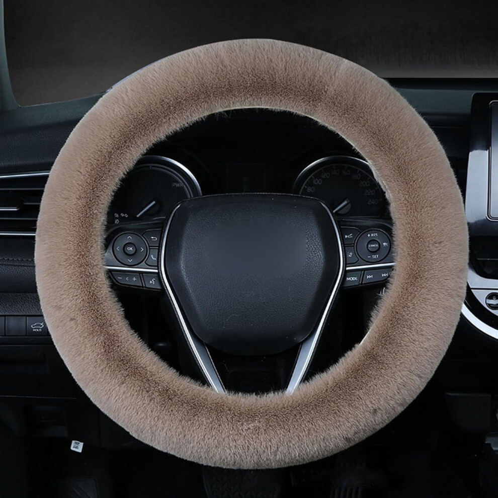 Steering Wheel Cover Fuzzy Winter Warm Non-Slip 15 Inch 9122141482352