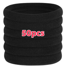 Gomas para el cabello negras extra grandes y suaves – Paquete de 50, 2 pulgadas,