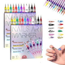 12-Color Nail Art Pens Set – Quick-Dry Gel Markers for Dotting, Liner & 3D Nail Art, DIY Tools for Gel & Real Nails