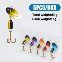 (5 pieces packed with 6 pieces (large single 4g)) 5pcs Metal Spinnerbait Kit for Bass Trout Salmon Fishing