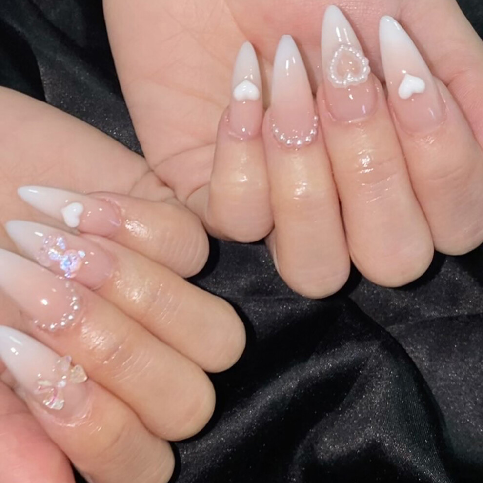 Creation-3C Gradient Pink White Press-On Nails For Women