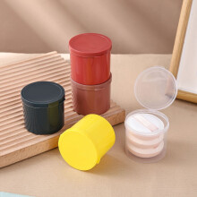 2 Pcs round Plastic Box Organizer, Transparent Storage Container for Air Puffs, Swabs, Toothpicks, Coffee Cups, Small Items, Green