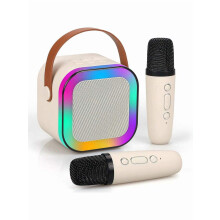 Portable Wireless Karaoke Speaker w/ 2 Mics, HIFI Sound, RGB Lights, Voice Effects – for Outdoor, Travel, Home Party, Birthday Gift