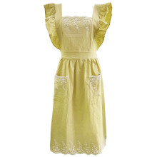 Damen-Schürze aus Baumwoll-Leinen-Mischgewebe mit gekreuztem Rückenausschnitt und Taschen, modisches Schürzenkleid für Gartenarbeit, Malen,