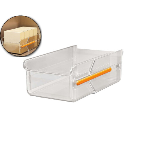 Clear Expandable Drawer Organizer – Large Capacity, Compartmentalized Plastic Storage Box for Kitchen, Bathroom & Closet, Stackable (8.66 x 5.51 x