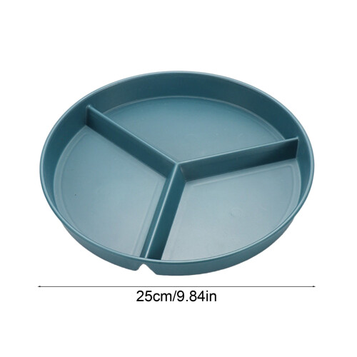 Lightweight Divided Dinner Plates Round Plastic 10 In Buffet Plates Green Three-Cell Grid Stackable Plates 2