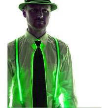 Light Up Suspenders and LED Tie with LED Party Hat, Light Up Tie LED Suspenders Trouser Braces Y Shape LED Hat
