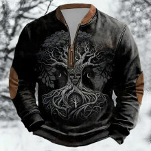 Age Norse Mythology Midweight Pullover Sweater For With Half Zip Neck Design
