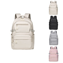 LULU Preppy Vattentät Ryggsäck för Skolan – Stor Kapacitet, Justerbara Remmar, Lätt Reseryggsäck (Beige)