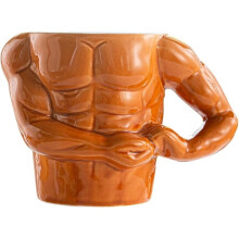 Lustige Kaffeetassen, Tasse in Form eines Muskelmanns, kreatives Geschenk mit Löffel