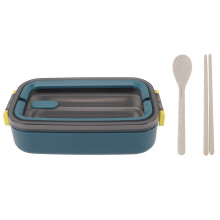 700 ml-es rozsdamentes acél bento doboz - szigetelt, szivárgásmentes ebédtartó, elegáns kék