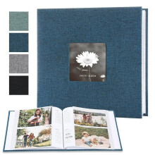 Vintage Linen Photo Album, 300pcs 4x6" Photos, PVC-Free, Clear Sleeves, Memo Area, DIY Display Window, 8.86x12.8"