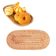 Oval Woven Bread & Fruit Basket – Large Wicker Serving, Storage & Display Basket for Kitchen Counter, Spoon, Fork, Napkin Organizer