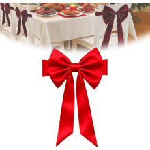 Elastische Stuhlschleifen für Weihnachten – Rot/Burgunderfarbene Samtschleifen für Weihnachts-, Hochzeits- und Partydekoration (Stil C)