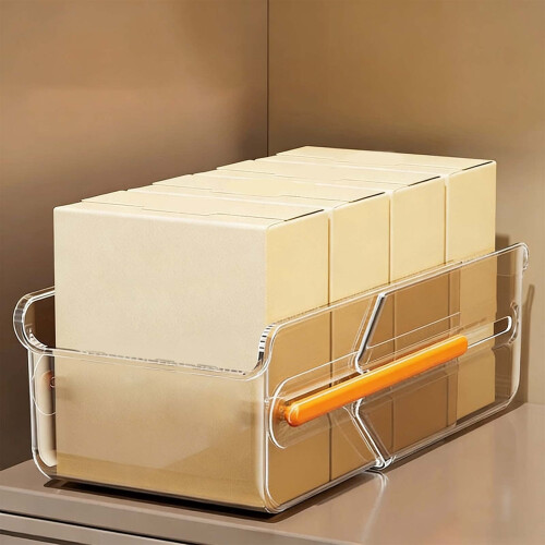 Clear Expandable Drawer Organizer – Large Capacity, Compartmentalized Plastic Storage Box for Kitchen, Bathroom & Closet, Stackable (8.66 x 5.51 x 1
