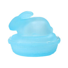 Rabbit-Shaped Glass Candy Dish with Lid, Crystal Jar for Cookies/Snacks/Desserts, Vintage Easter Spring Decor – Blue