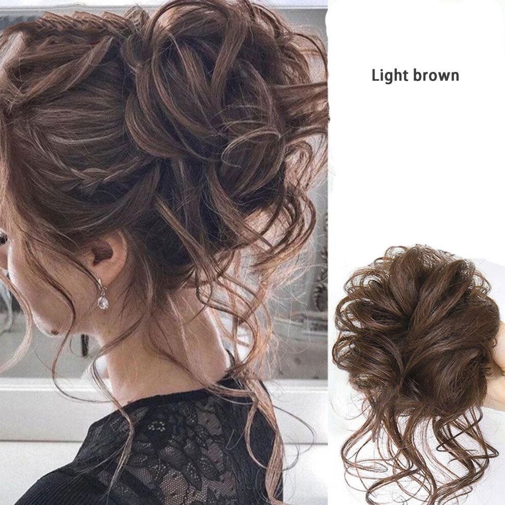 Roc-Electron Unisex Brown (Light ) Curly Ponytail Hairpiece Scrunchie - 50 Char