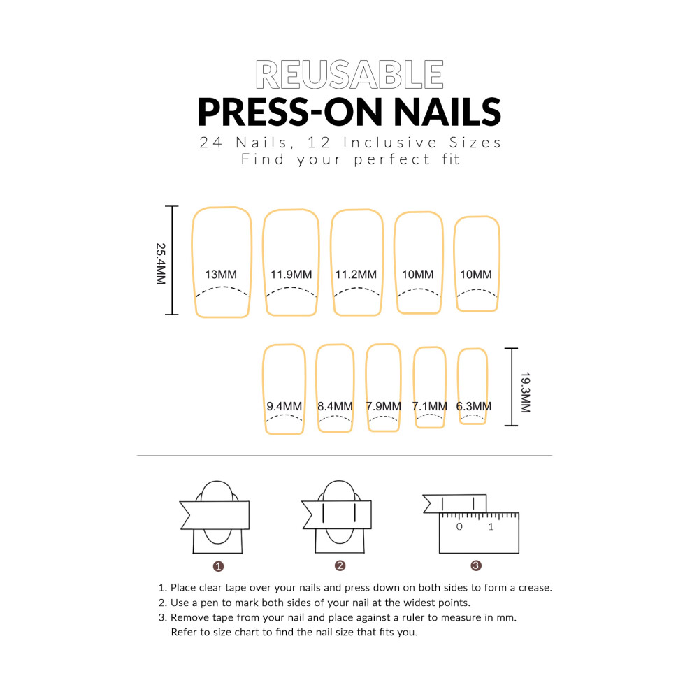 Dachuang Beauty 3D Butterfly Press-On Nails, 24Pcs, Women & Girls