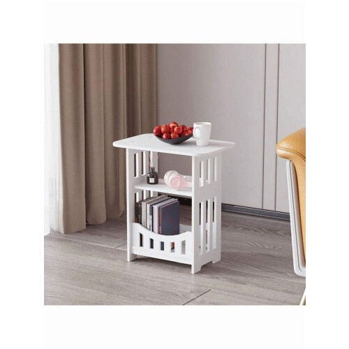 Bedside Table Double Deck Storage Space-Saving Narrow Design 1
