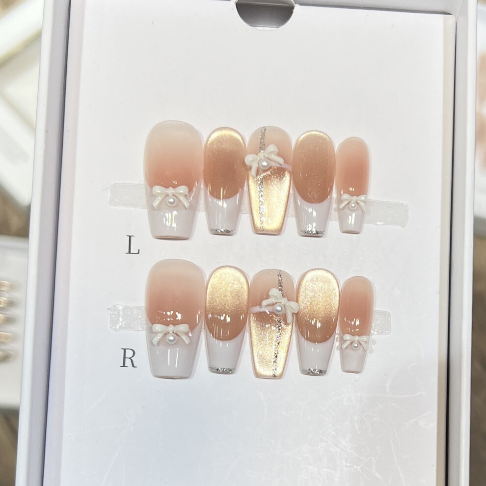 Penghui-Toys Pink (M) Cat Eye Press-On Nails For Diy Salon