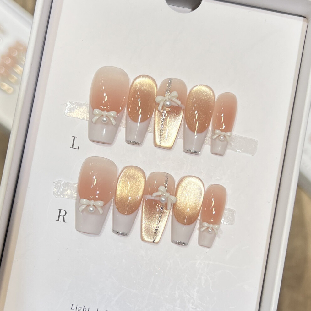 Penghui-Toys Pink (Xs) Cat Eye Press-On Nails For Diy Salon