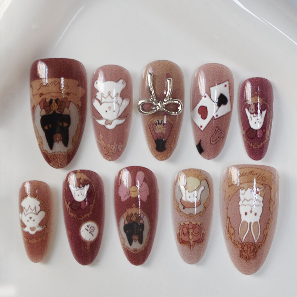 Penghui-Toys (S) 10Pcs Animal Print Press On Nails, Salon Quality