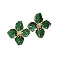 (Green) Flower Stud Earrings for Women, Luxe Gift