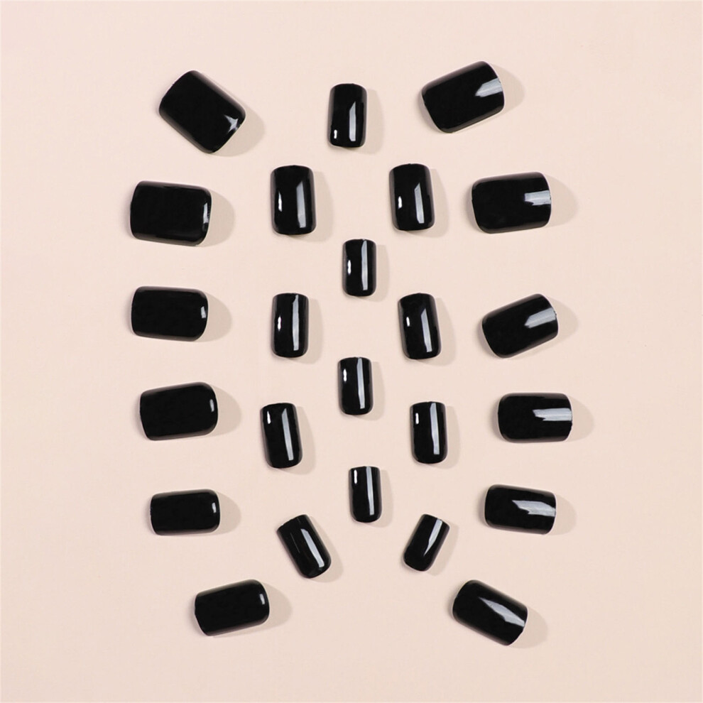 Zhouq-Outdoors Stage False Nails - Black, Mid Length, Easy Apply
