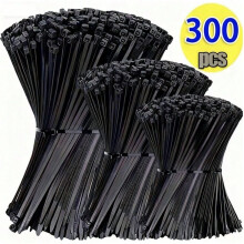 300pcs Heavy Duty Nylon Cable Ties Kit (4/6/8/10"), 50lbs Strength, Indoor/Outdoor Use – Compatible with All Standard Applications