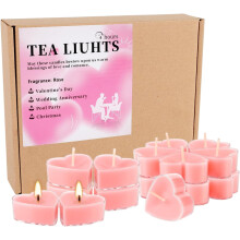 50 pcs heart-shaped rose-scented 4-hr smokeless tealights, compatible with Valentine's, wedding, anniversary, proposal & romantic decor