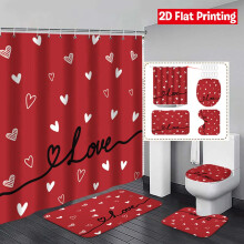 Zestaw zasłon prysznicowych na Walentynki Red Love Design4Pieces
