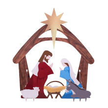 Presepe da esterno resistente alle intemperie con Sacra Famiglia