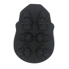 6 Cavity Skeleton Ice Cube Mold Black Large 3D Skull Ice Maker Tray for Scotch Party Cool Barware 7.2 inch