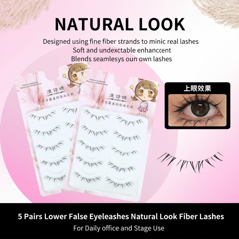 Roc-Electron (North Star Lash) 5 Pairs Natural False Eyelashes For Office & Stage
